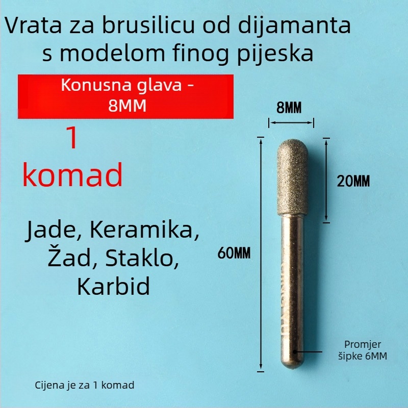 Dijamantna glava za brušenje keramičkih pločica i nefrit graviranje, električna glava za brušenje od legure emery, fino zrno