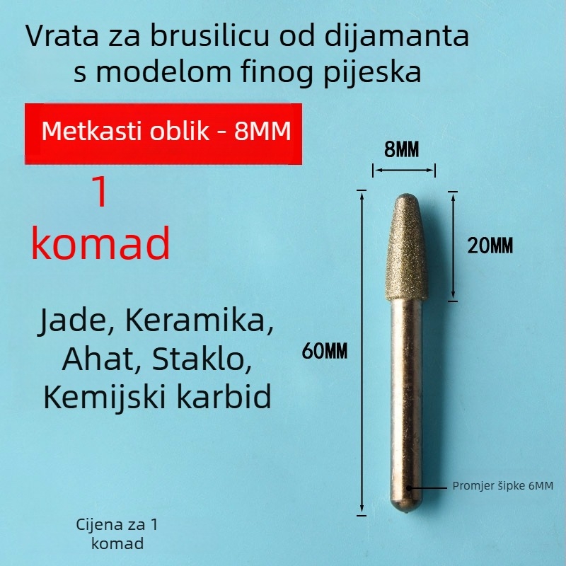 Dijamantna glava za brušenje keramičkih pločica i nefrit graviranje, električna glava za brušenje od legure emery, fino zrno