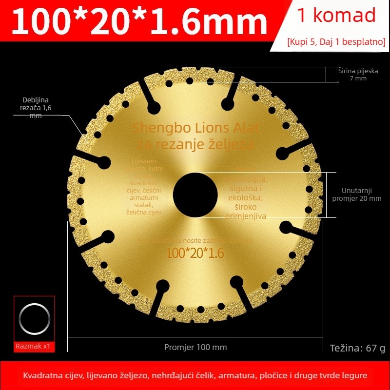 Disk za kutnu brusilicu za metal – dijamantni disk za nehrđajući čelik, kutni željezo, četvrtasti profil i navojno željezo – San Platinum Lion