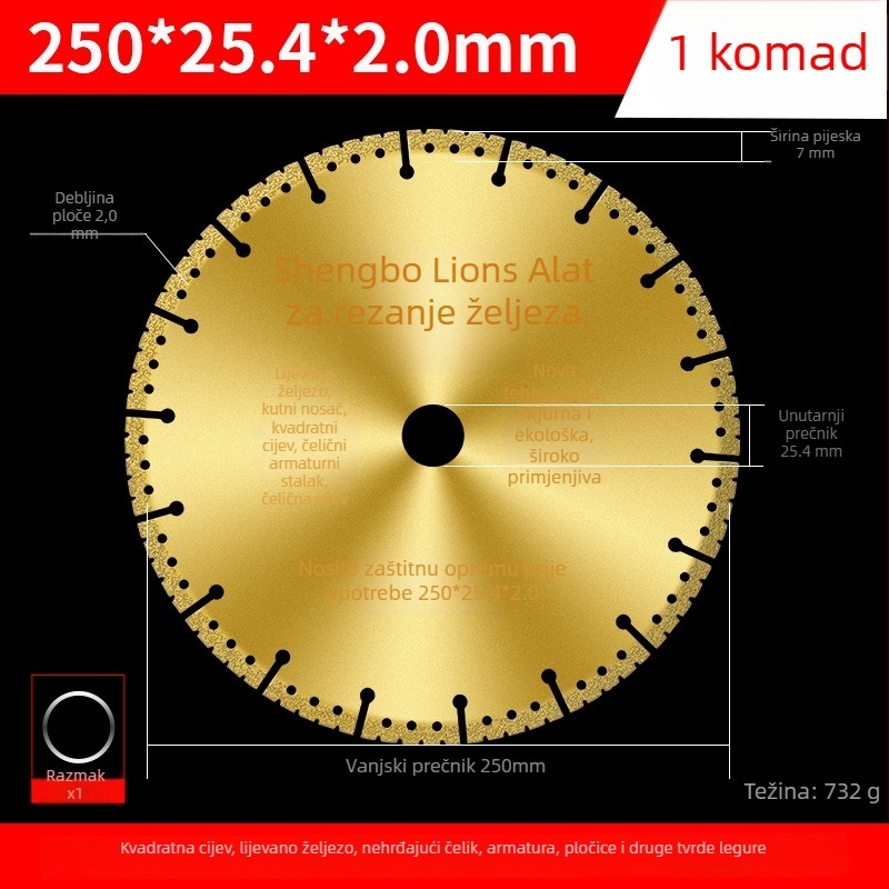 Disk za kutnu brusilicu za metal – dijamantni disk za nehrđajući čelik, kutni željezo, četvrtasti profil i navojno željezo – San Platinum Lion