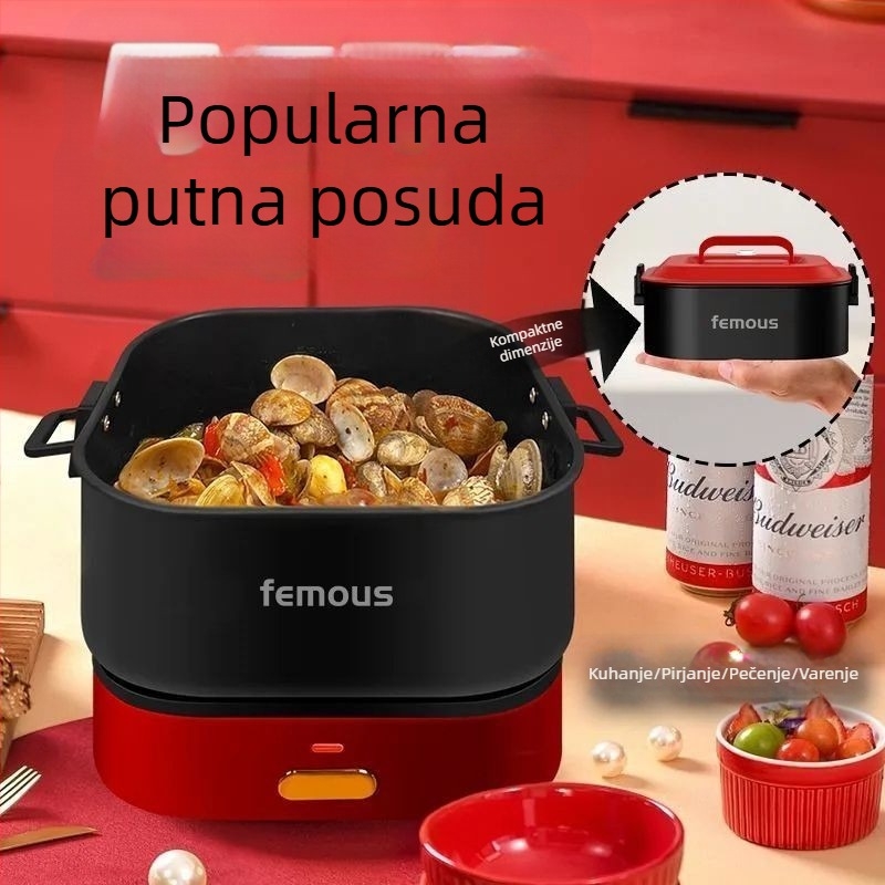 Famous električna kuhača s odvojivim sklopivim dizajnom, 2,5 L, 801–1000 W, zaštita od suhog kuhanja, metalno kućište