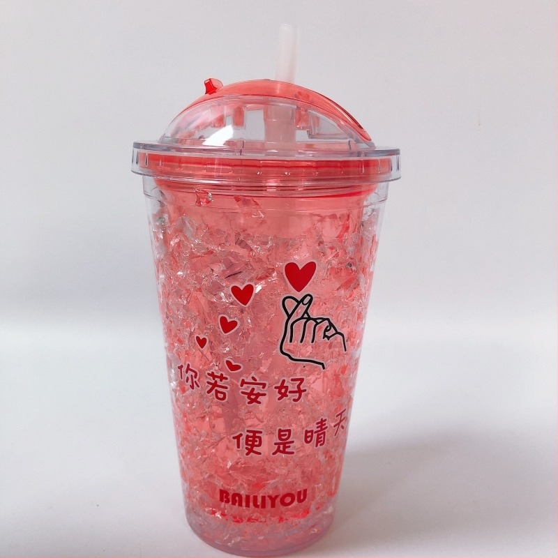 Dvoslojna plastična čaša sa slamkom, karikatura dizajn, izolacija 0–6 sati, mogućnost logotipa