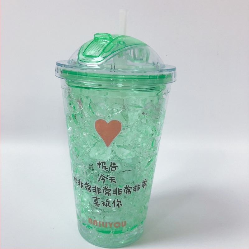 Dvoslojna plastična čaša sa slamkom, karikatura dizajn, izolacija 0–6 sati, mogućnost logotipa