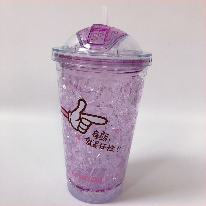 Dvoslojna plastična čaša sa slamkom, karikatura dizajn, izolacija 0–6 sati, mogućnost logotipa