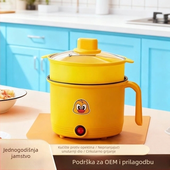 Električna višenamjenska posuda za kuhanje 1,8 L, za dom i dom učenika, unutarnja posuda s non-stick premazom, dvostruki sloj, ručno upravljanje gumbom