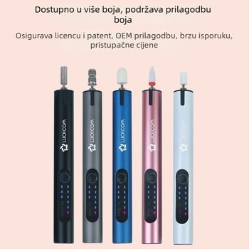 Polirka za nokte s punjivom litijskom baterijom, 3.7V, tri brzine, kabel duljine 0,5 m, za brušenje, graviranje i poliranje