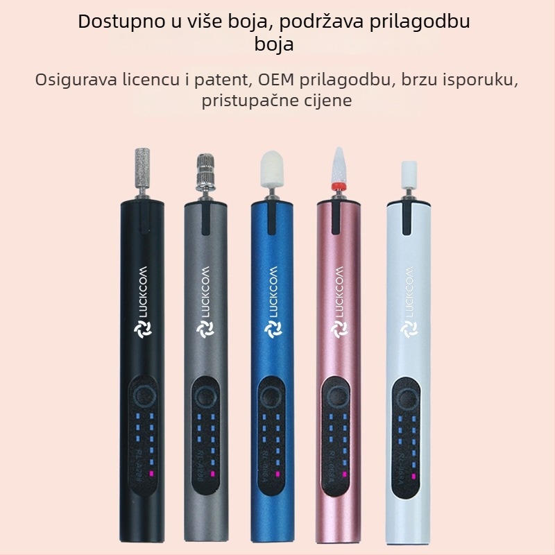 Polirka za nokte s punjivom litijskom baterijom, 3.7V, tri brzine, kabel duljine 0,5 m, za brušenje, graviranje i poliranje