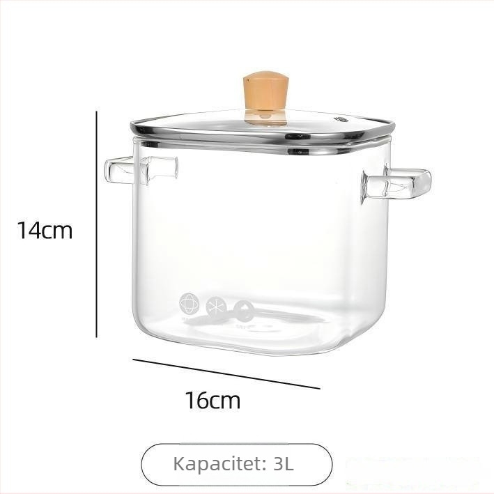 Staklena posuda za pečenje mesa, bezdimna, 680 g, kompatibilna s univerzalnim štednjakom