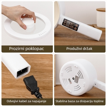 Višestruka električna kuhaona posuda s keramičkim unutarnjim spremnikom, sve-u-jedno, mikroprocesorsko upravljanje, izolacija, kapacitet 2,1–4 l, za 2–3 osobe
