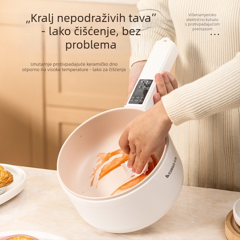 Chigo električno kuhalo za kuhanje, dvostruki sloj dizajn, kapacitet 2,1–4 L, unutarnja posuda keramno-kristalna, mehaničko i mikroprocesorsko upravljanje, izolacija i tajmer, za kućnu ili studijsku uporabu, model ZNXG-70