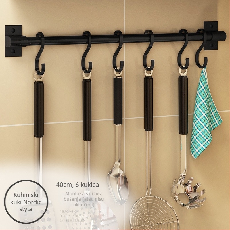 Kuhinjski zidni držač bez bušenja i držač za dasku za rezanje — Rosie, Space Aluminum, moderan stil, model Paragraph A