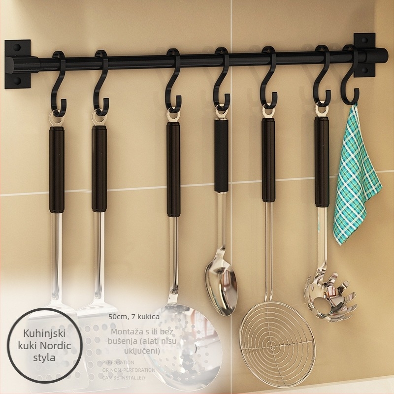 Kuhinjski zidni držač bez bušenja i držač za dasku za rezanje — Rosie, Space Aluminum, moderan stil, model Paragraph A