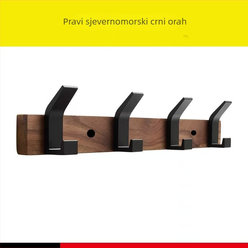 Držač za kapute od orahovog drveta, zidni, modernog jednostavnog stila, bez bušenja, završna obrada vosak-ulje, težina 0,3 kg