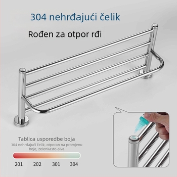 Baiyu 5-dijelni set nosača ručnika od nehrđajućeg čelika, moderan minimalistički stil kupaonice, sjajan završetak