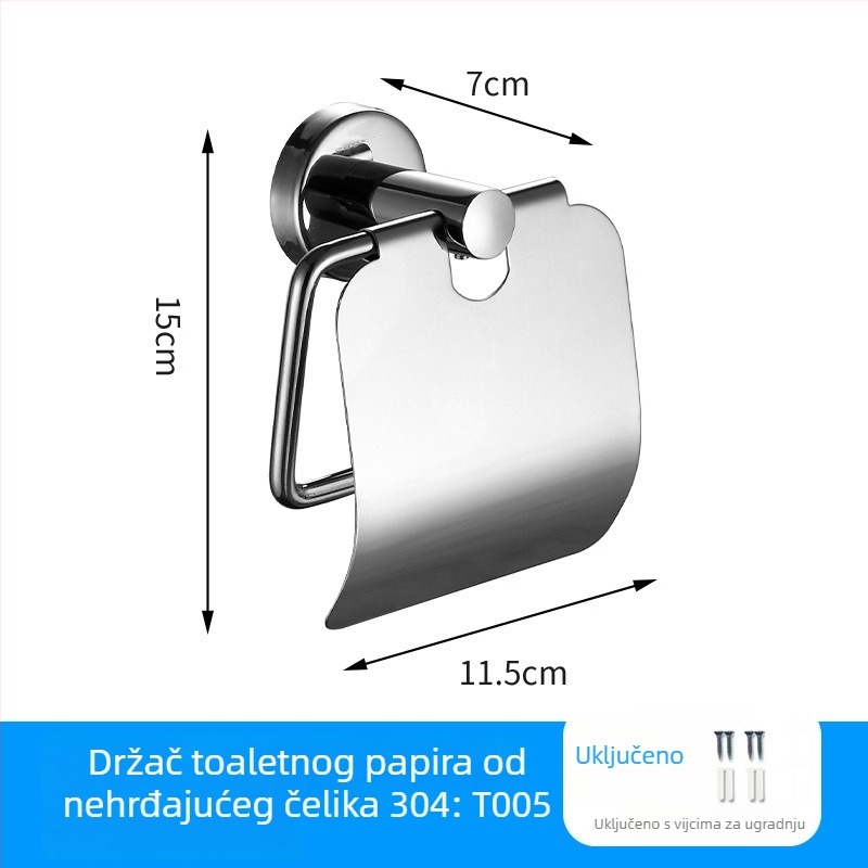 Baiyu 5-dijelni set nosača ručnika od nehrđajućeg čelika, moderan minimalistički stil kupaonice, sjajan završetak