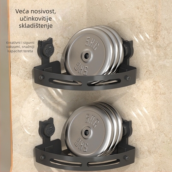 4-slojni kutni usisni ormarić za kupaonicu, zidna montaža bez bušenja, plastika, premaz sprejem, nosivost 5–10 kg