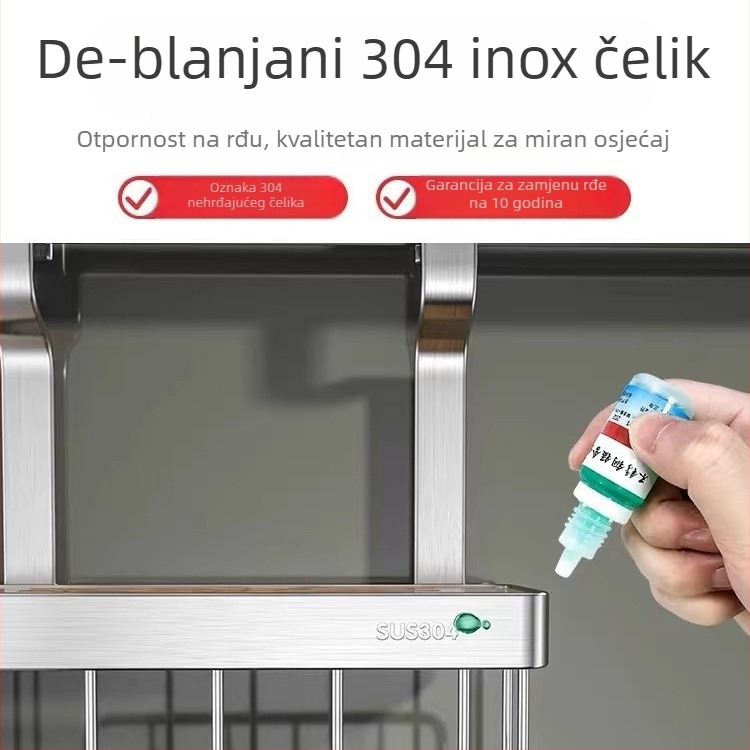 Zidni kuhinjski stalak od nehrđajućeg čelika, višestruke namjene, pravokutnog, sklopivi dizajn, za štapiće, posuđe, začine i poklopce