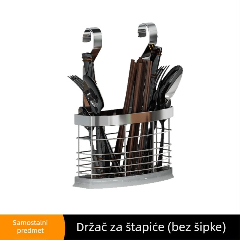 Zidni kuhinjski stalak od nehrđajućeg čelika, višestruke namjene, pravokutnog, sklopivi dizajn, za štapiće, posuđe, začine i poklopce