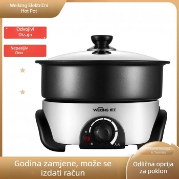 Podijeljeni tip električne lonca za fondue, 4–5 L, nehrđajući čelik, <800 W, višenamjenski: prženje, kuhanje, dinstanje i hot pot; regulacija temperature