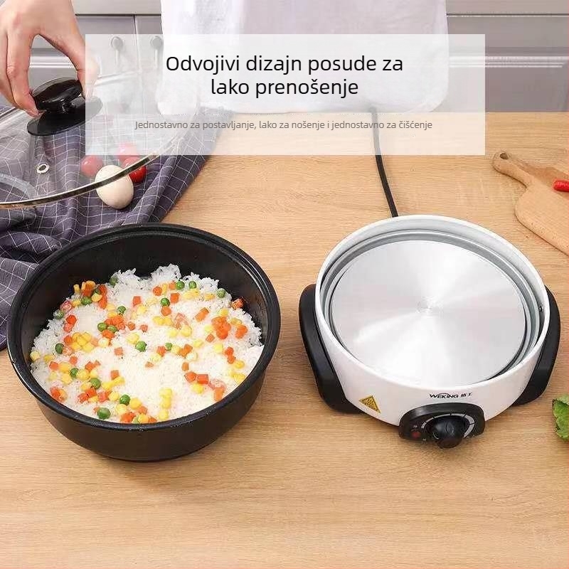 Podijeljeni tip električne lonca za fondue, 4–5 L, nehrđajući čelik, <800 W, višenamjenski: prženje, kuhanje, dinstanje i hot pot; regulacija temperature