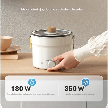 Mini električni kuhalo za studentski dom, kapacitet 2 L ili manje, za 1 osobu, unutarnja posuda s neprijanjajućim premazom, upravljanje gumbom, model DZG-3501, Kitchen Leader