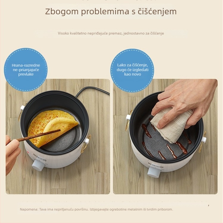 Mini električni kuhalo za studentski dom, kapacitet 2 L ili manje, za 1 osobu, unutarnja posuda s neprijanjajućim premazom, upravljanje gumbom, model DZG-3501, Kitchen Leader