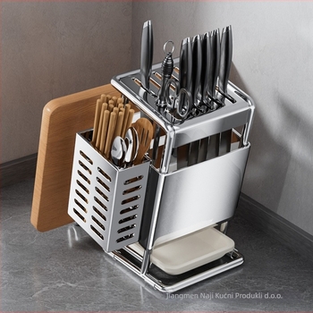 Stalak za nože od nehrđajućeg čelika, zidni držač, višestruka pohrana noževa, moderan minimalistički dizajn