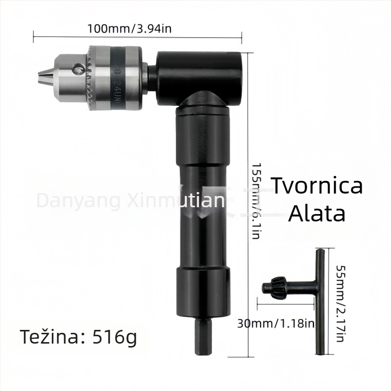 Xin Mu Tian 105° kutni adapter za bit za bušilicu – savijeni šesterokutni osovinski, legura