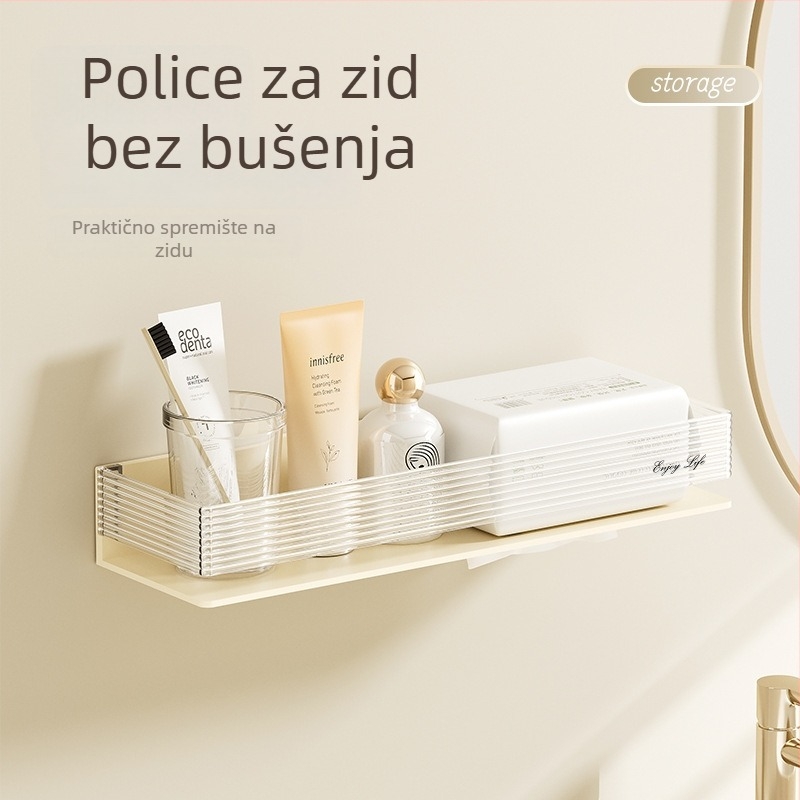 Plastična zidna polica za kupaonicu od Qu na, glatka površina, nosivost 5–10 kg, 1 etaža