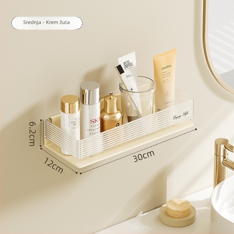 Plastična zidna polica za kupaonicu od Qu na, glatka površina, nosivost 5–10 kg, 1 etaža