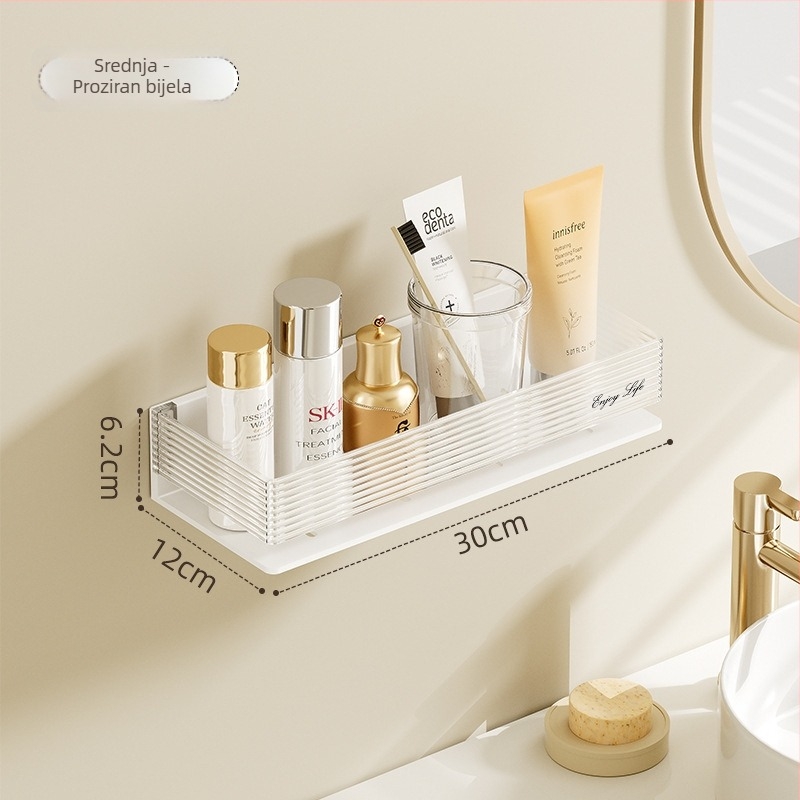 Plastična zidna polica za kupaonicu od Qu na, glatka površina, nosivost 5–10 kg, 1 etaža