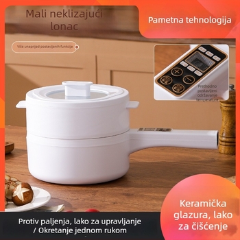 Električno kuhalo s keramičnim premazom, dvostruki sloj, kapacitet do 2 L, pogodno za 2–3 porcije, upravljanje gumbima