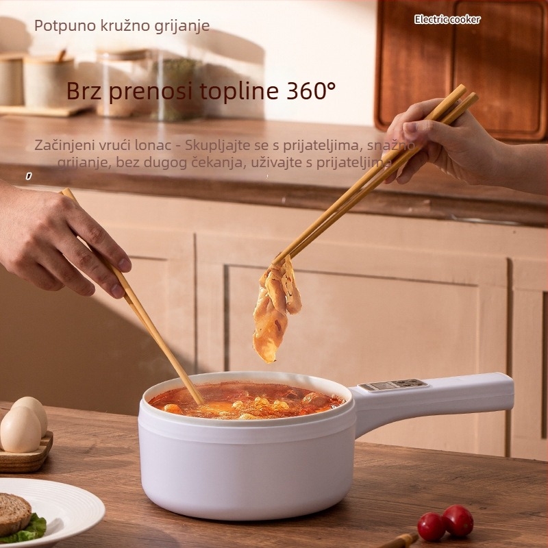 Električno kuhalo s keramičnim premazom, dvostruki sloj, kapacitet do 2 L, pogodno za 2–3 porcije, upravljanje gumbima