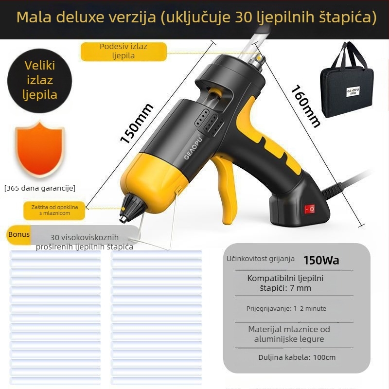 Industrijski razred visokoučinkoviti pištolj za ljepilo na topljenje s podesivom temperaturom i viskoznošću, za kućnu upotrebu