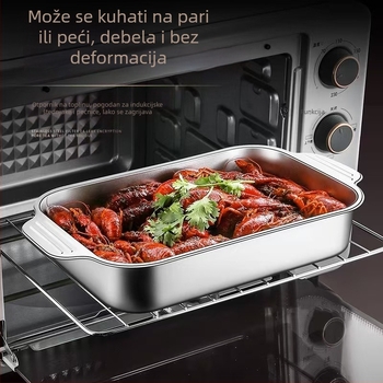 Pravougaoni grill tiganj od nehrđajućeg čelika s poklopcem, kompatibilan s indukcijskim pločama, težina 200 g, vrhunske kvalitete