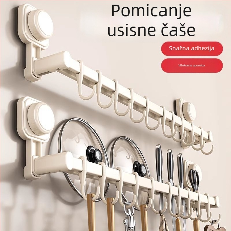 Kuhinjski organizator od nehrđajućeg čelika s usisnom čašom, bez bušenja, zidni držač za žlice, spatule i nože, lansiranje 2025