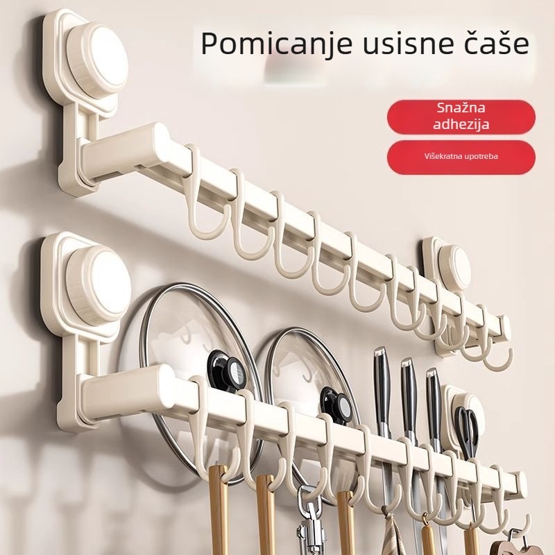 Kuhinjski organizator od nehrđajućeg čelika s usisnom čašom, bez bušenja, zidni držač za žlice, spatule i nože, lansiranje 2025