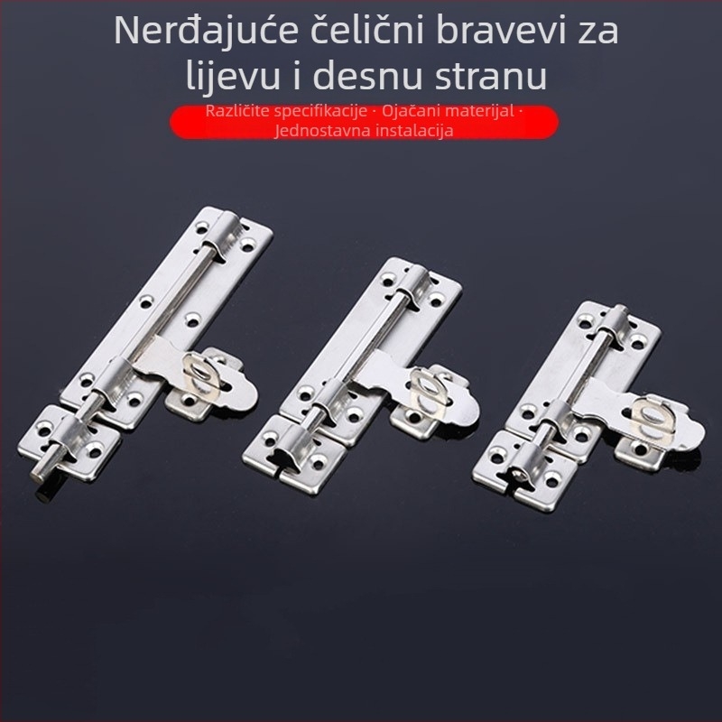 Zasuna tipa A, od nehrđajućeg čelika 201, elektroplatirani završetak, moderni minimalistički stil, pogodan za protuprovalna vrata od željeza i unutarnja dvostruka vrata.