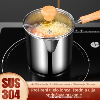 Tanjur za prženje od nehrđajućeg čelika 304 s košarom za prženje, ekstra debeli fritažer za prženje i kuhanje, dubina 12,5 cm