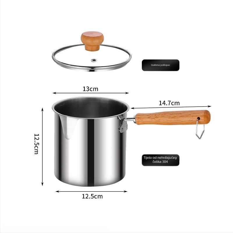 Tanjur za prženje od nehrđajućeg čelika 304 s košarom za prženje, ekstra debeli fritažer za prženje i kuhanje, dubina 12,5 cm