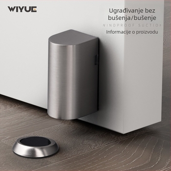 Stopper za vrata bez bušenja – protiv sudara, nevidljiv, magnetski, podno pod, model TT-160, cinkov metal, elektroplatiranje, ručno upravljanje, moderan stil jednostavnosti