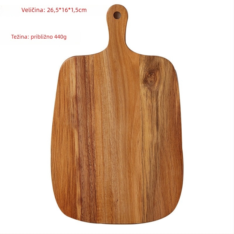 Drvena daska za rezanje s drškom, dvostrana, protuklizna, kućna upotreba, prijenosna