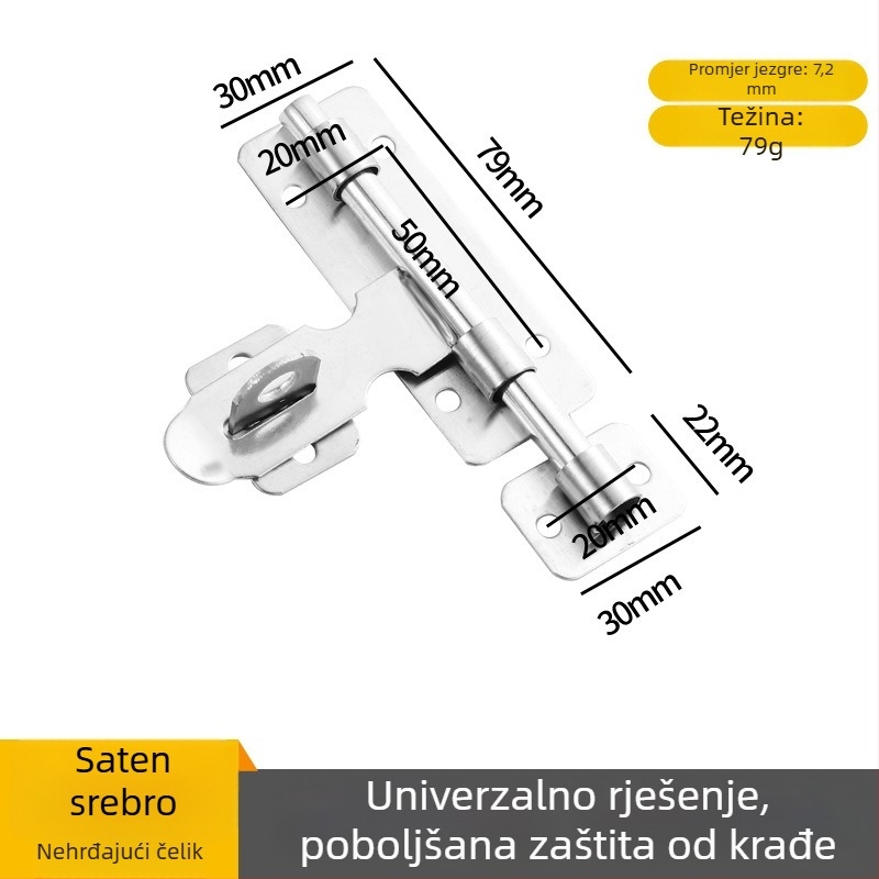 Brava za vrata od nehrđajućeg čelika - lijeva/desna, površinska montaža, Model 189, Tip A