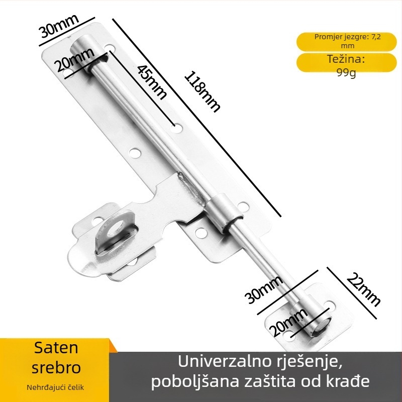 Brava za vrata od nehrđajućeg čelika - lijeva/desna, površinska montaža, Model 189, Tip A