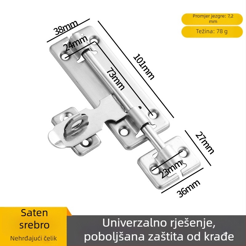 Brava za vrata od nehrđajućeg čelika - lijeva/desna, površinska montaža, Model 189, Tip A