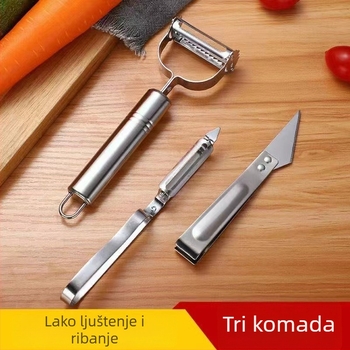 Trodijelni set od nehrđajućeg čelika za oguljivanje i ribanje voća i povrća
