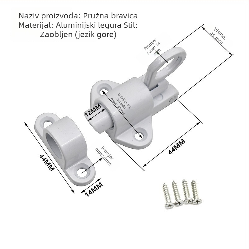 Samozatvarajuća zasun za vrata i prozore, nehrđajući čelik i aluminijska legura, model XK1017, premaz pečenog lakiranja, marka Huashun