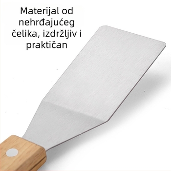 Set alata za roštilj s drvenom drškom: tri dijela – klip, vilica i lopatica; materijal: 2Cr13 čelik + kaučuk-drvo; za kampiranje na otvorenom