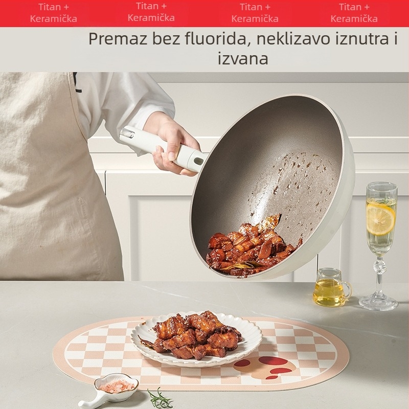Wok od aluminijske zlitine s debelim neprijanjajućim keramičkim premazom za plinske i indukcijske štednjake
