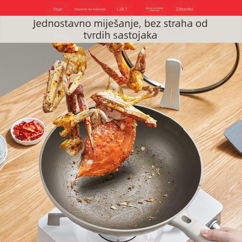 Wok od aluminijske zlitine s debelim neprijanjajućim keramičkim premazom za plinske i indukcijske štednjake